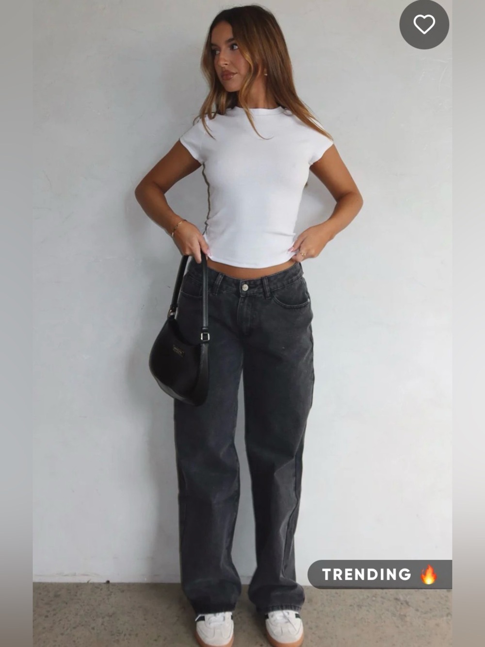 White Fox Boutique Black 100% Cotton Denim Jeans Straight Leg Baggy Pants